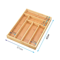 Plateau de rangement de cuisine de haute qualité bambou chaud multi-compartiments plateau à couverts argent couverts tiroir organisateur diviseur