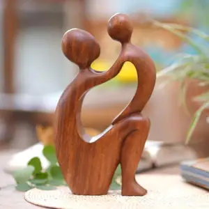 Esculturas de madeira personalizadas por atacado para decoração de presentes escultura de madeira maciça inacabada