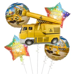 Balões de carro decorativos para festas, balões de aniversário, de 18 polegadas, novidade, veículo, escavadeira, retroiluminação, guindaste, brinquedos para crianças