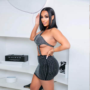 Sk2505 Vestido ajustado sexy europeo y americano <span class=keywords><strong>con</strong></span> diseño de diamante Ropa de rendimiento para escenario - Product Image 6