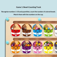 Jeu de perles à déplacer en bois Montessori écologique pour l'apprentissage précoce, avec chiffres et couleurs, pour enfants