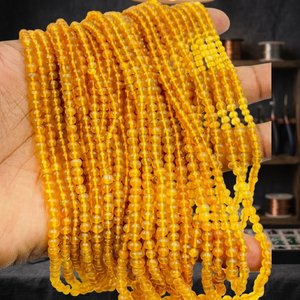 Natural Amber <b>3mm</b> Golden Yellow Gemstone Beads 14 Inch Strand Polished CMA Certified Loose Beads for Jewelry Making Wholesale - Product Image 1