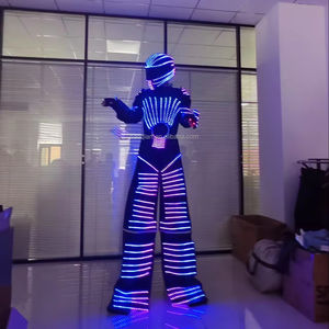 Promoción barata Navidad Halloween fiesta rendimiento disfraces alta calidad adulto Led luces luminiscente Robot traje - Product Image 1