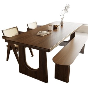 Solid Wood U Shaped Dining <b>Table</b> Ash Wood Long <b>Table</b> Minimalist Design For Home Office Or Canteen Use - Product Image 5
