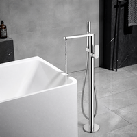 Robinet de douche sur pied en laiton massif chromé, avec jet de pluie, design moderne en céramique, pour usage hôtelier