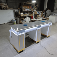 Table de manucure de luxe avec collecteur de poussière, table de manucure pour technicien(ne) ongulaire, poste de manucure avec plateau en marbre, bureau de manucure LED pour salon