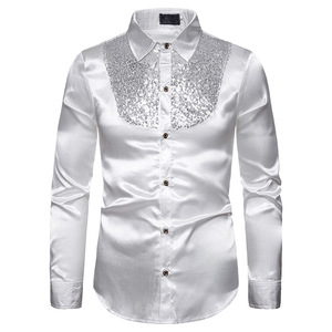 <strong>Men's</strong> Long Sleeve <strong>Shirt</strong> Sequined Performance Nightclub Clothing Host Emcee <strong>Sequin</strong> <strong>Shirt</strong> - Product Image 6