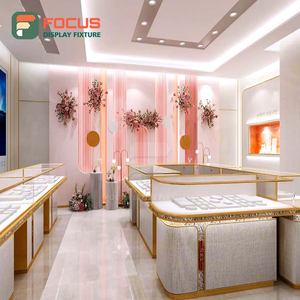 Glass Jewelry Display Cabinet Wooden Jewelry Counter Jewelry Display Rack LED Light High End Display Unit - Product Image 5