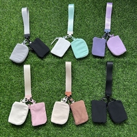 Dompet Mini 2 in 1 dengan Ritsleting di Sekitar Pergelangan Tangan, Tas Kantong Ganda, Gantungan Kunci Portabel, Kantong Koin, Tempat Kartu, Dompet