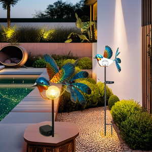 Chim ruồi LED crackled Glass <span class=keywords><strong>Globe</strong></span> ngoài trời trang trí nội thất sắt đèn cơ thể cảnh quan chiếu sáng vườn Stakes - Product Image 4