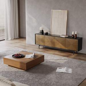 Ajunion אמצע המאה המודרנית צבע אגוז שחור טלוויזיה לעמוד סלון מדיה קונסולת טלוויזיה שולחן עץ יחידת טלוויזיה עץ סלון סלון עבור חדר מגורים - Product Image 6