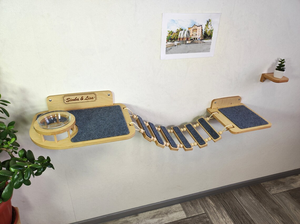 Muebles de pared para gatos, estante de madera con alimentador, Gato de madera/gatito, cama de puente con cuerda, Puente Grande para gatos, alimentador de paso - Product Image 6
