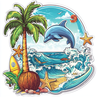 Dolphin Country Beach Style 3D Aimant en résine fortement magnétique Combinaison de métal acrylique pour réfrigérateur de bureau à domicile promotionnel