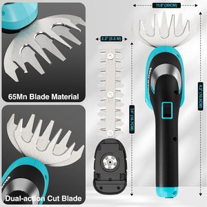 Taille-haie et cisailles à gazon sans fil 3-en-1 à batterie lithium-ion 3,6 V avec perche télescopique à roulettes de 50 po pour jardin et pelouse - Product Image 2