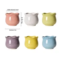 Set Kombinasi Pot Bunga Keramik Ramah Lingkungan dengan Lapisan Glaze Gaya Macaron untuk Berkebun Kreatif di Rumah