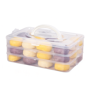 Boîte de rangement pour aliments en plastique à 3 étages avec poignée, conteneur empilable transparent pour réfrigérateur et congélateur - Product Image 2