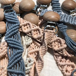 Chupete de ganchillo Vintage para bebé, cadena tejida <span class=keywords><strong>a</strong></span> mano, chupete de madera de haya, soporte para pezones, dentición para bebé - Product Image 5