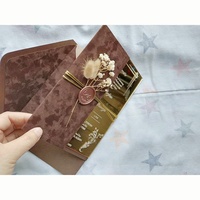 Carte d'invitation de mariage acrylique en plexiglas miroir doré de luxe personnalisé avec sceau de cire et fleur séchée pour Quinceanera