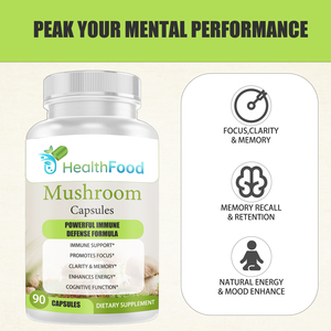Fast Absorption Organic Mushroom Capsules Boost Immunity Support Cognitive Function Mushroom <b>Blend</b> Supplement for Adults - Product Image 6