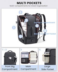 Mochila Premium para Portátil, Impermeable, para Negocios, con Logotipo Personalizado y Función de Carga USB - Product Image 4