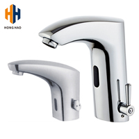 Robinet de salle de bain classique chromé à détection automatique sans contact, mitigeur d'eau froide monotrou