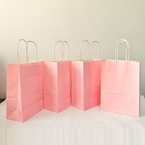 Wholesale Custom Logo <b>Paper</b> <b>Gift</b> <b>Bag</b> Pink Cheap <b>Paper</b> Food Packaging <b>Bags</b> Kraft <b>Paper</b> <b>Bags</b> with Handle - Product Image 1
