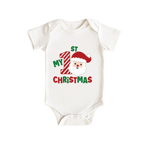 Vente en gros <span class=keywords><strong>de</strong></span> body pour nouveau-né 2025, <span class=keywords><strong>premier</strong></span> Noël, coton, une pièce, chapeau <span class=keywords><strong>de</strong></span> Père Noël et sac à double thème, 0-12 mois, OEM ODM - Product Image 2