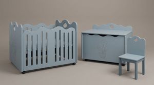 Cuna de Madera Ajustable de 3 Niveles, Madera de Abeto Europeo, Cama para Bebé, Color Gris Claro, Estructura Desmontable, para Guardería - Product Image 2