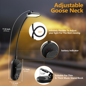 Lampu Meja LED Lampu Jepit 3 Mode Kecerahan Lampu Jepit Dapat Diredupkan Baterai Isi Ulang Lampu Baca Jepit Fleksibel - Product Image 6