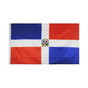 Penjualan Langsung dari Pabrik Siap Kirim Cetakan Digital Populer Kustom Luar Ruangan Poliester 3X5 Kaki Bendera Republik Dominica