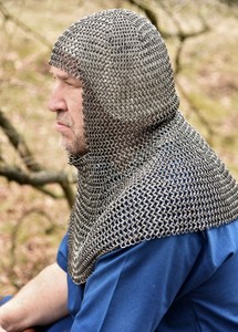 Authentic Chain Maille Coif Butted Spring Steel Natural Handcrafted Head Armor Designed For Museums <b>Stage</b> <b>Props</b> Costume - Product Image 2
