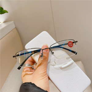 <b>Reading</b> <b>Glasses</b> Silver Half Rim Metal Frame Anti Blue Light Transparent Lenses Rectangle Face Shape Unisex 2024 - Product Image 3