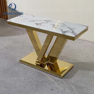 Qiacheng-Mesa de entrada de acero inoxidable para el hogar, mesa de estilo nórdico con <span class=keywords><strong>consola</strong></span> de pasillo, color dorado - Product Image 4