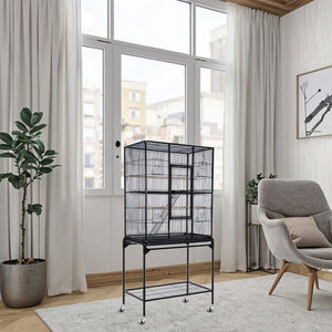 Grande <span class=keywords><strong>cage</strong></span> d'élevage d'oiseaux de volière producteur fil métallique avec support séparé bois acier fer matériel pour perroquets emballés dans une boîte - Product Image 6