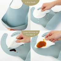 Bavoirs pour bébés Yuye, plus épais, à la mode, réutilisables, ajustables, sans BPA, confortables, en silicone souple, avec poche pour attraper les aliments, pour nourrissons et tout-petits