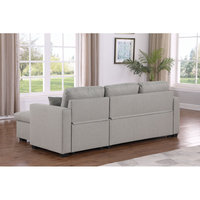 Canapé modulaire multifonctionnel moderne en bois capitonné pliable pour salon, ensemble de canapés 7 places avec lecteur de musique et revêtement en tissu