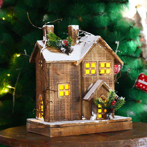 Wooden Christmas House Decorations With Led Lights Tabletop Ornaments 12.75 X 4 X 17 Inches - Product Image 3