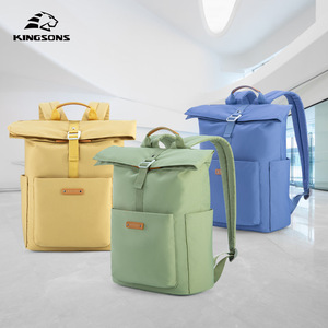 Women's <b>Backpack</b> Flip Top Waterproof Outdoor Hiking Lightweight Travel <b>Roll</b> Edge Large Capacity Shoulder Bag Solid Color - Product Image 2