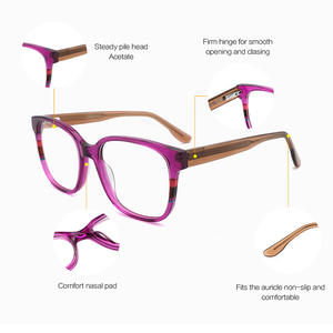 Lunettes de vue sans correction pour femme, monture carrée transfrontalière, patchwork, color blocking, style minimaliste, monture complète, verres plats - Product Image 4