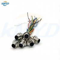 Connecteur mâle M12 à montage frontal avec verrouillage arrière G9/PG16, câble pré-câblé, indice de protection IP68, contacts en laiton plaqué or 30-250V pour