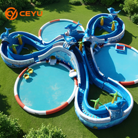 Ceyu Parc aquatique mobile commercial gonflable géant portable d'extérieur avec toboggan hors sol et piscine