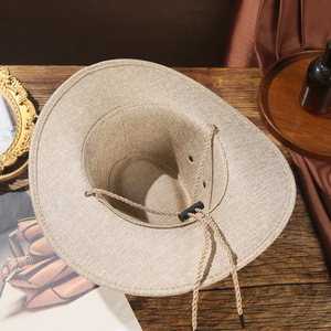 Cappello da Cowboy Vintage, Traspirante in Lino e Cotone con Tesa Larga, Cappello da Sole per Viaggi e Attività all'Aperto, Vendita all'Ingrosso per Uomini e Donne - Product Image 5
