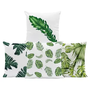 现代Almohadas Y Cojines绿色植物45*45用于家居装饰升华天鹅绒抱枕