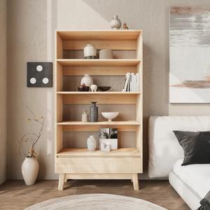 ชั้นวางของไม้แบบเปิด 4 ชั้น ทันสมัย พร้อมลิ้นชักแบบมีร่อง ป้องกันการล้ม สำหรับใช้ในบ้าน - Product Image 5