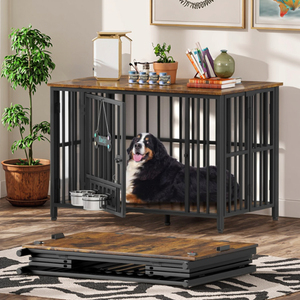 Mangkuk anjing kayu lipat Modern furnitur dapat diatur mangkuk nama Tag akhir meja untuk anjing besar (35-60 Lb) tidak ada perakitan ruang tamu - Product Image 6