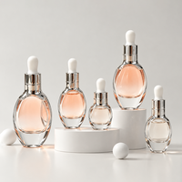 Flacon compte-gouttes en verre transparent personnalisé de 5 ml, 10 ml, 15 ml, 20 ml, 30 ml pour huile essentielle, flacon vide pour sérum mince