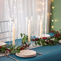 Bougeoir moderne en verre transparent adapté aux fêtes de mariage bougeoir décoratif avec couvercle