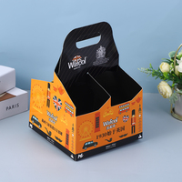 Black Burger Box Pommes Frites Chicken Box Karton mit Griff und Liner kann Getränke setzen kann Box Carry Bag