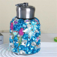300ml à la mode en acier inoxydable vide Thermos bouteille grand strass diamant conception Portable pour voyage pour femme/fille/femme