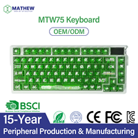Clavier mécanique de jeu sans fil tri-mode avec écran RGB, 75 % de disposition, échange à chaud, personnalisation complète, ODM/OEM